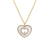 Damen Collier in 750/18 Karat Gelbgold mit Perlmutt, Perlmutt Liebesherz - 273641